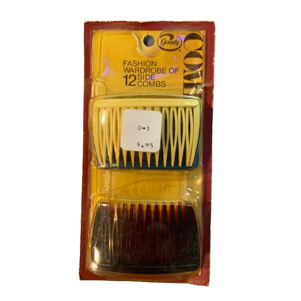 VTG 1975 GOODY 12 Hair Combs Goody Retro Side Combs‎ Fashion Wardrobe NOS #8058